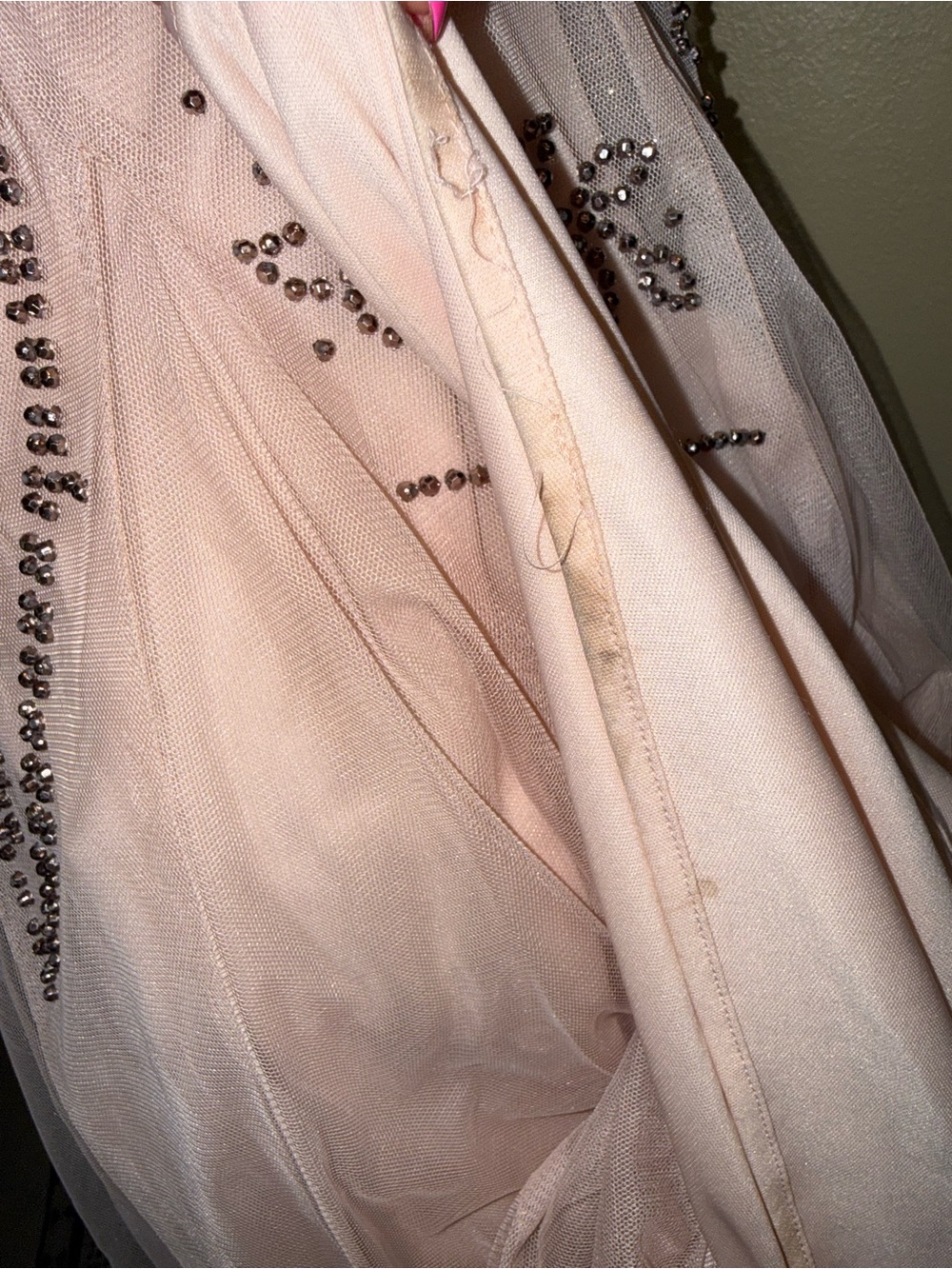 Xscape Blush Pink Beaded Mermaid Gown Formal Prom Evening Dress Size 8 - Picture 12 of 17
